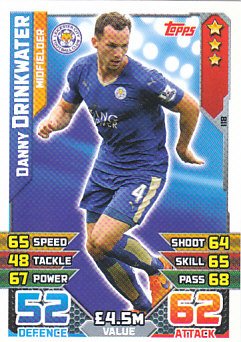 Danny Drinkwater Leicester City 2015/16 Topps Match Attax #118
